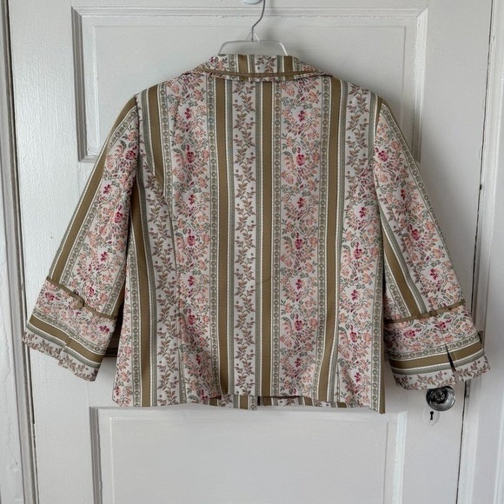 Marsh Landing Floral Embroidered Blazer Jacket Baroque Pink Neutrals Feminine M - Picture 3 of 13